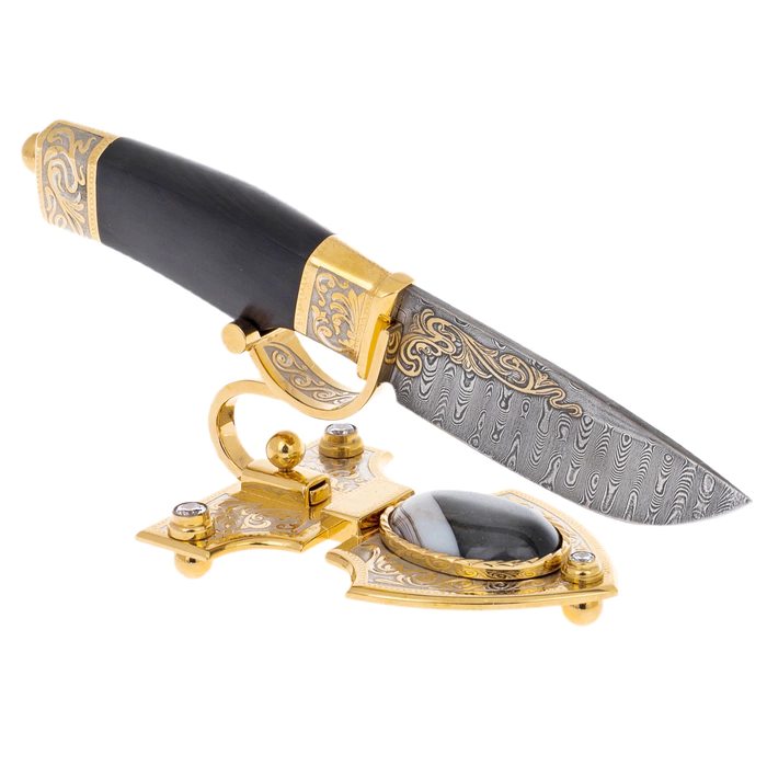 Souvenir knife "Pattern" on a stand, Zlatoust