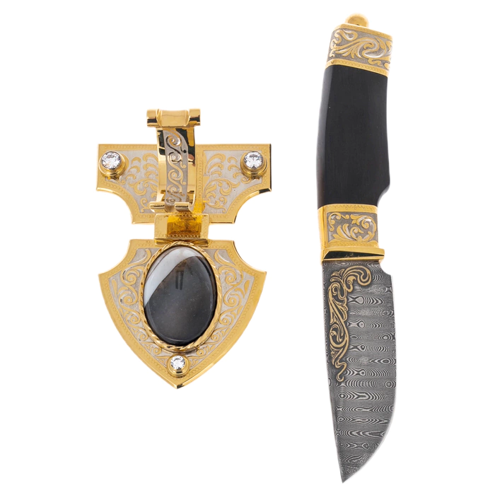 Souvenir knife "Pattern" on a stand, Zlatoust