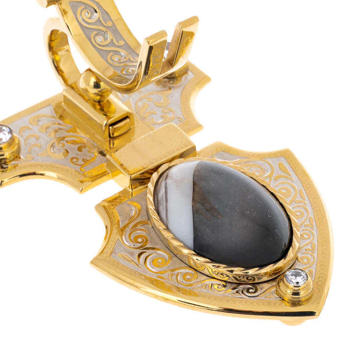 Souvenir knife "Pattern" on a stand, Zlatoust