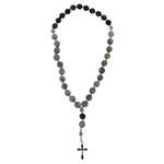 Orthodox Obsidian rosary "Cross" with rhodium and cubic zirconia, Chrysostom