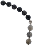 Orthodox Obsidian rosary "Cross" with rhodium and cubic zirconia, Chrysostom