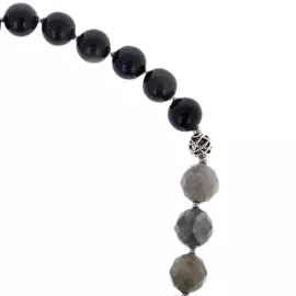 Четки православные из обсидиана "Крест" с родием и фианитом, Златоуст