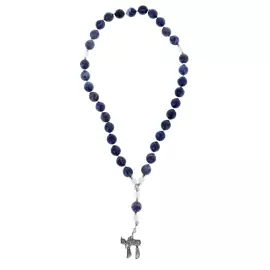 Иудейские чётки из содалита и селенита "Хай"