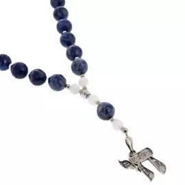 Иудейские чётки из содалита и селенита "Хай"