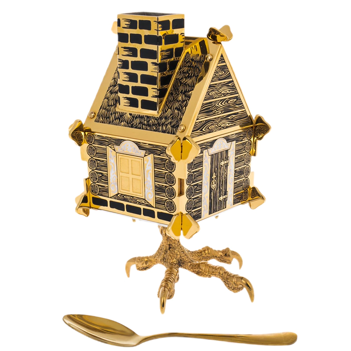 Sugar bowl "Hut on chicken legs" Zlatoust