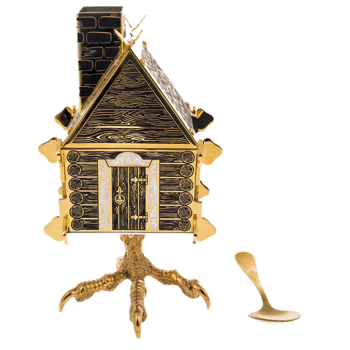 Sugar bowl "Hut on chicken legs" Zlatoust