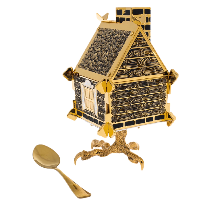 Sugar bowl "Hut on chicken legs" Zlatoust