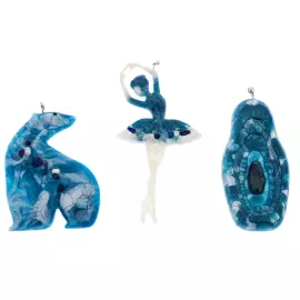 Набор елочных игрушек из содалита и смолы "Русский сет" 3 шт