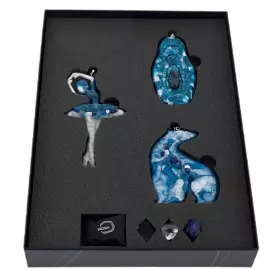 Набор елочных игрушек из содалита и смолы "Русский сет" 3 шт