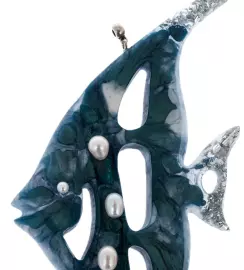 Набор елочных игрушек из содалита и смолы "Морской" 3 шт