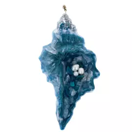 Набор елочных игрушек из содалита и смолы "Морской" 3 шт