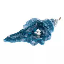 Набор елочных игрушек из содалита и смолы "Морской" 3 шт