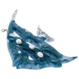 Набор елочных игрушек из содалита и смолы "Морской" 3 шт