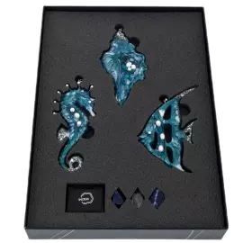 Набор елочных игрушек из содалита и смолы "Морской" 3 шт