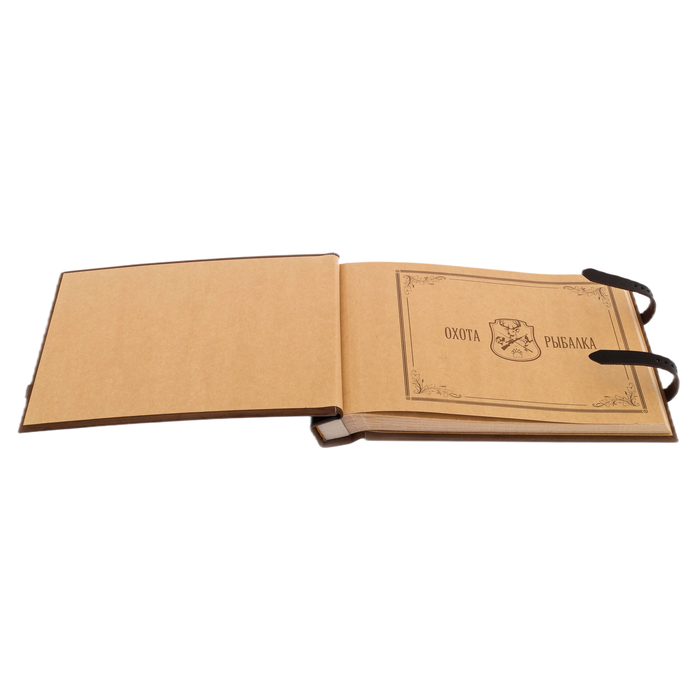 Genuine leather photo album "Fishing and Hunting" dark brown