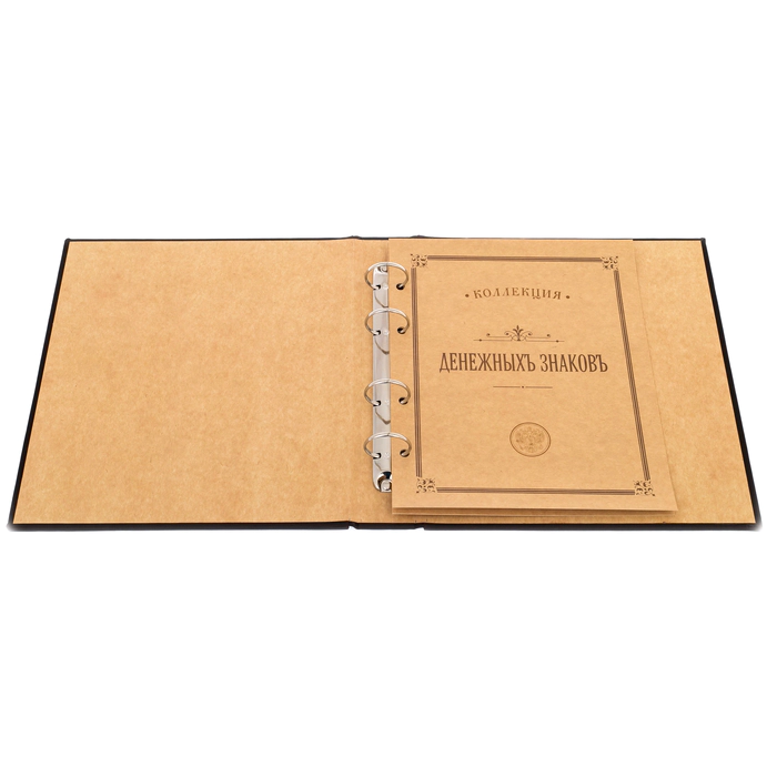 Genuine leather numismatic folder "Collection of Banknotes" dark brown