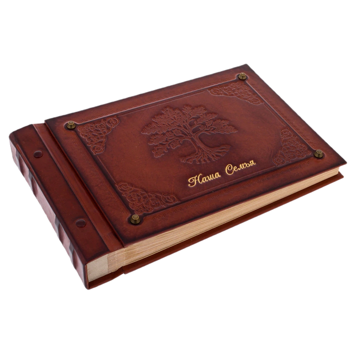 Genuine leather photo album "Our family"