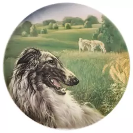 Блюдо декоративное фарфоровое "Туман вечера. Борзые"