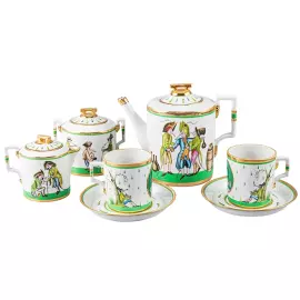 Чайный сервиз "Гербовый" с рисунком "Крысята-воришки" на 2 персоны, 7 предметов