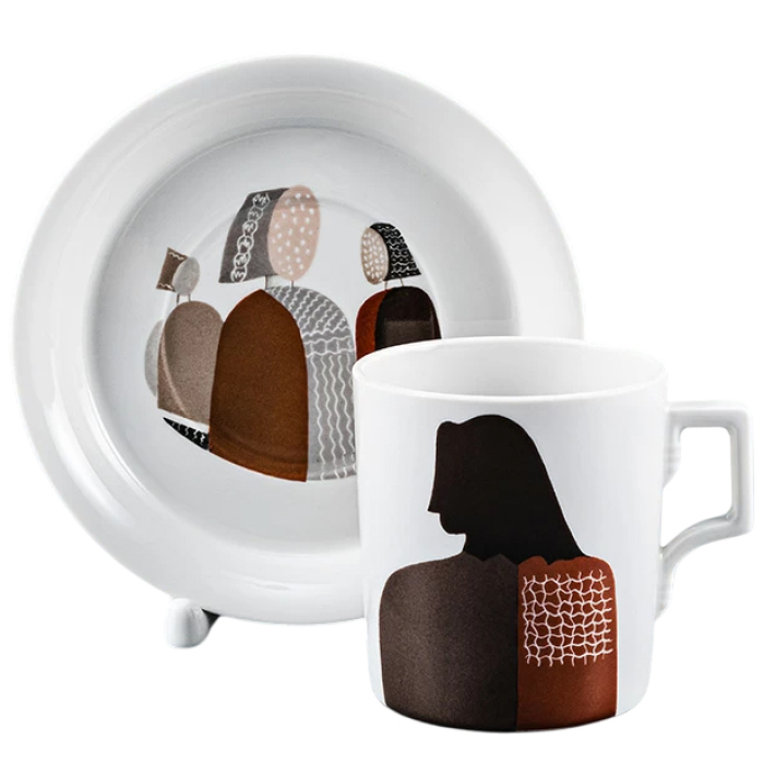 Чайный сервиз "Гербовый" с рисунком "Бабы" на 6 персон, 7 предметов