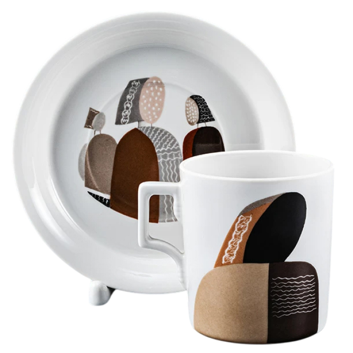 Чайный сервиз "Гербовый" с рисунком "Бабы" на 6 персон, 7 предметов