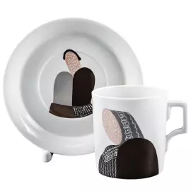 Чайный сервиз "Гербовый" с рисунком "Бабы" на 6 персон, 7 предметов