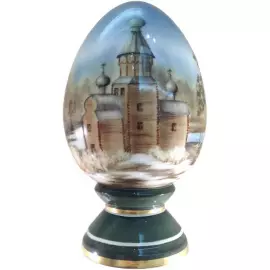 Фарфоровое яйцо на подставке "Императорское" с рисунком "Весна"