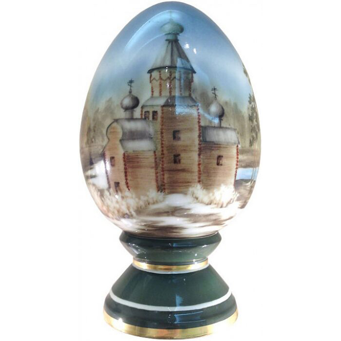 Фарфоровое яйцо на подставке "Императорское" с рисунком "Весна"
