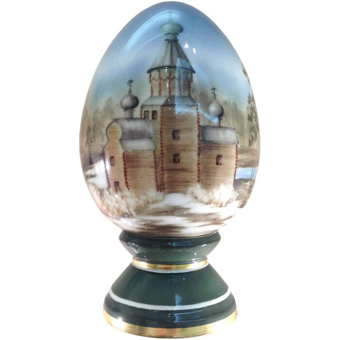Porcelain egg on a stand "Imperial" with a pattern "Spring"