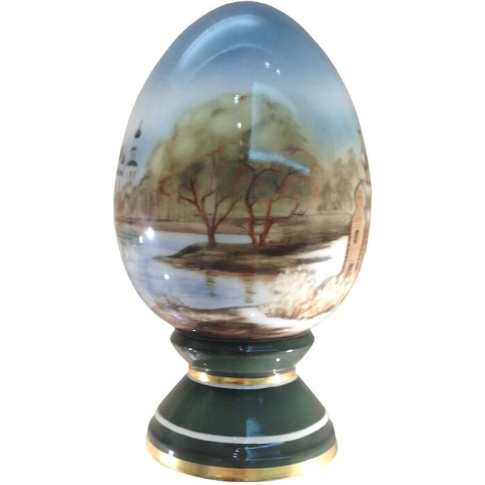 Porcelain egg on a stand "Imperial" with a pattern "Spring"