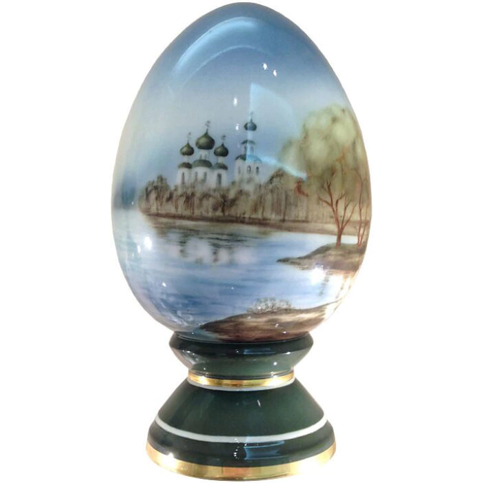 Porcelain egg on a stand "Imperial" with a pattern "Spring"