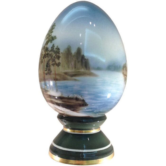Porcelain egg on a stand "Imperial" with a pattern "Spring"