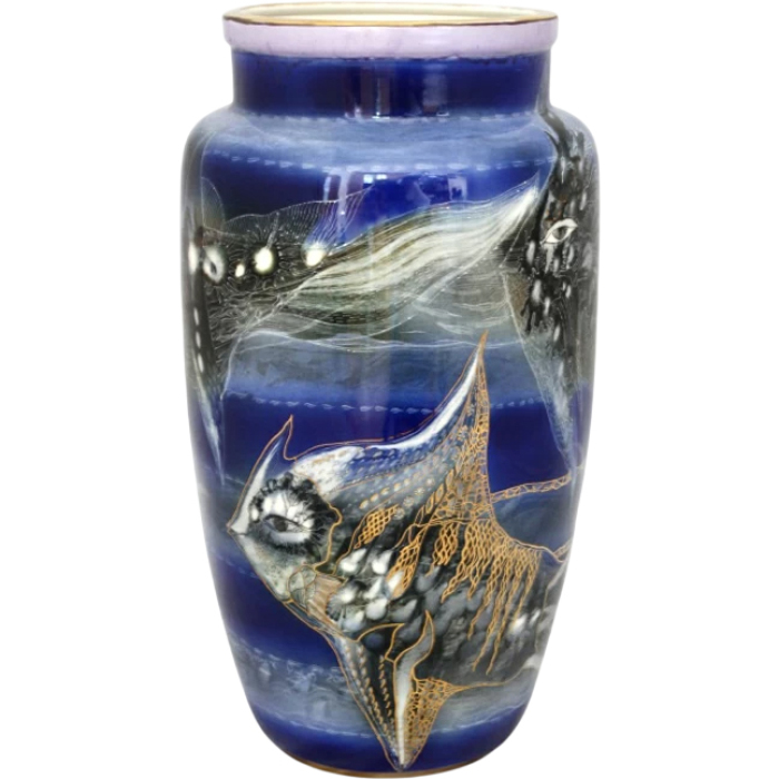 Фарфоровая ваза "Китайская" с рисунком "Рыбы"