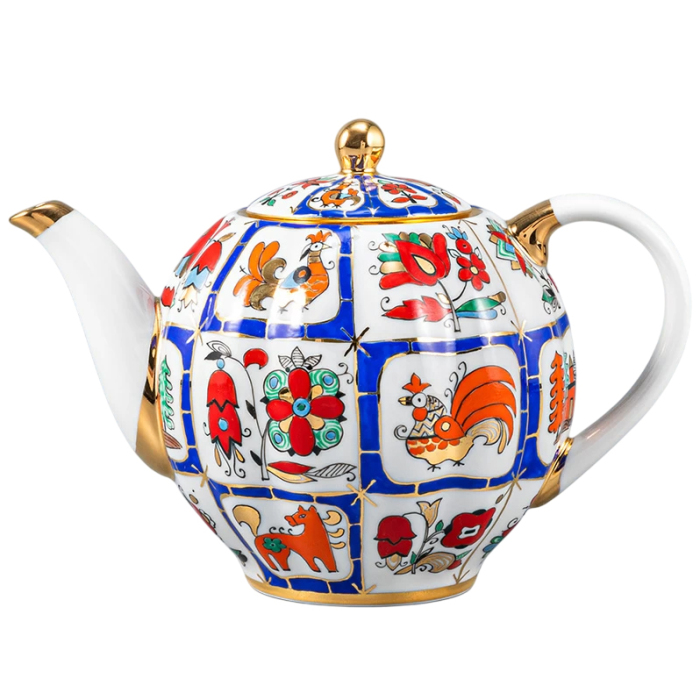 Чайный сервиз "Тюльпан" с рисунком "Русский лубок" на 6 персон, 20 предметов