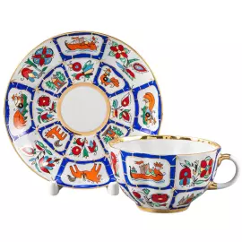 Чайный сервиз "Тюльпан" с рисунком "Русский лубок" на 6 персон, 20 предметов