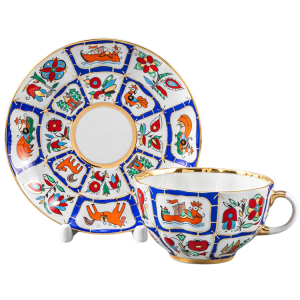 Чайный сервиз "Тюльпан" с рисунком "Русский лубок" на 6 персон, 20 предметов