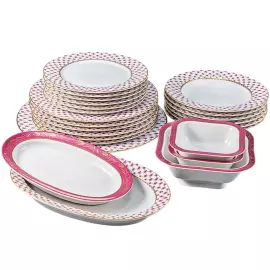 Фарфоровый сервиз "Молодежный" с рисунком "Сетка-Блюз 2" на 6 персон, 24 предмета