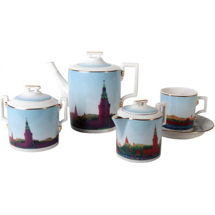 Чайный сервиз "Гербовый" с рисунком "Кремль" на 6 персон, 15 предметов