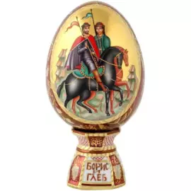 Фарфоровое яйцо на подставке "Борис и Глеб"