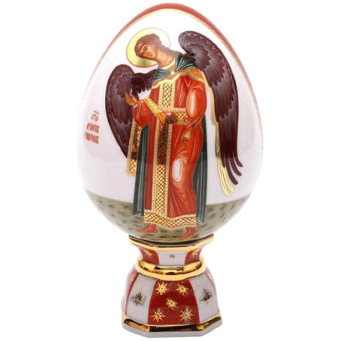 Porcelain egg on a stand "Angel Gabriel"
