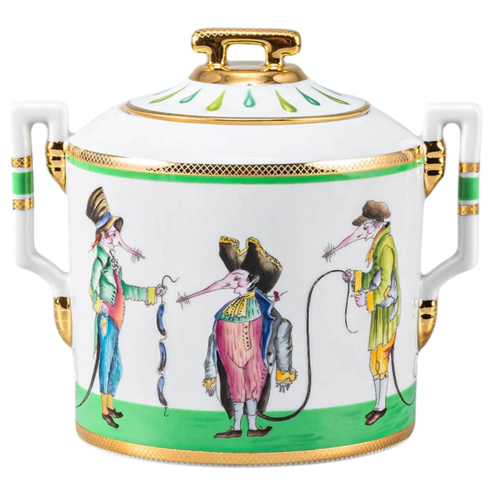 Porcelain sugar bowl stamped "Rat thieves"