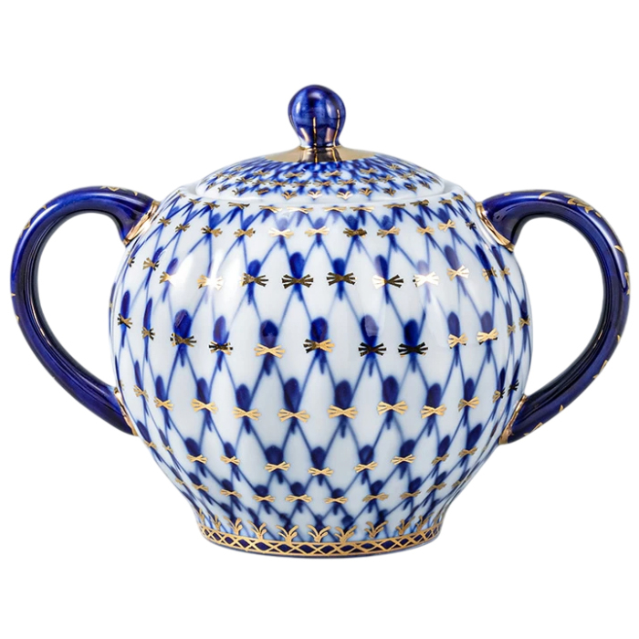 Кофейный сервиз "Тюльпан" с рисунком "Кобальтовая сетка" на 6 персон, 20 предметов