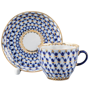 Кофейный сервиз "Тюльпан" с рисунком "Кобальтовая сетка" на 6 персон, 20 предметов