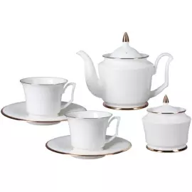 Чайный сервиз "Юлия" с рисунком "Золотая лента" на 6 персон, 14 предметов