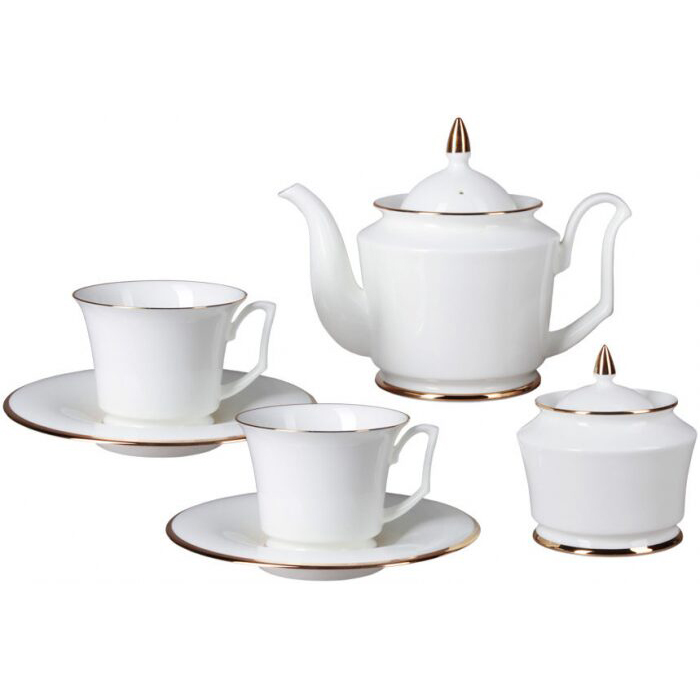Чайный сервиз "Юлия" с рисунком "Золотая лента" на 6 персон, 14 предметов