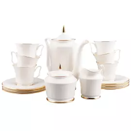Кофейный сервиз "Юлия" с рисунком "Золотая лента" на 6 персон, 14 предметов