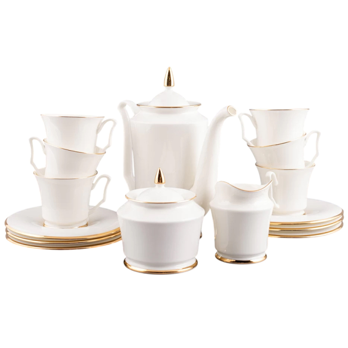 Кофейный сервиз "Юлия" с рисунком "Золотая лента" на 6 персон, 14 предметов