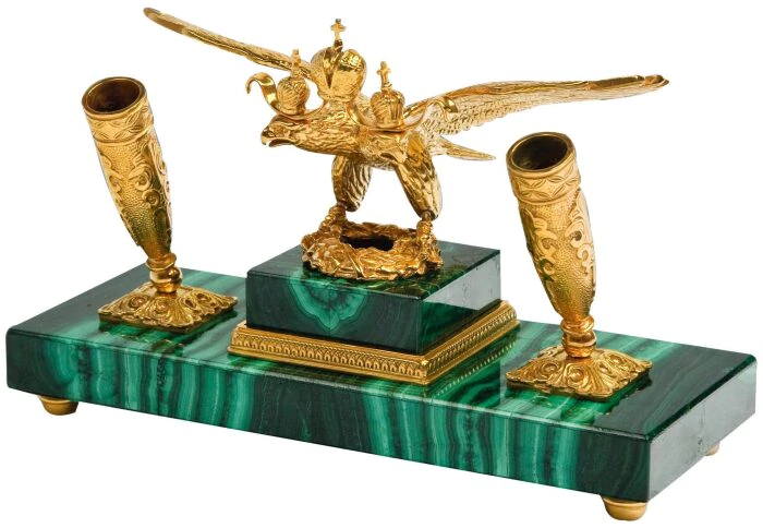 Malachite writing set "Double-headed Eagle"