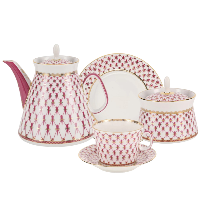 Чайный сервиз "Молодежный" с рисунком "Сетка-блюз" на 6 персон, 20 предметов