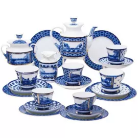 Чайный сервиз "Банкетный" с рисунком "Мосты Санкт-Петербурга" на 6 персон, 20 предметов